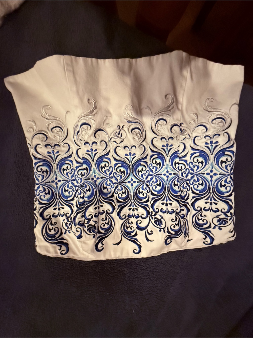 White House Black Market strapless white bustier top